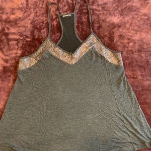 EXPRESS Grey tank, loose fitting glittery